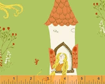 Rapunzel Tower Green Heather Ross Windham fabric