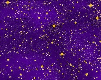 Starry Sky Purple Cosmos Chong-A Hwang Timeless Treasures Fabric