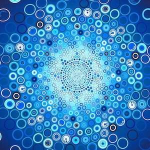 Effervescence Digital Blue Dots Kaufman Fabric 43" Panel