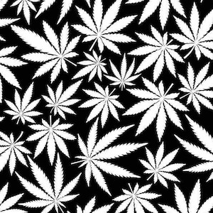 Cannabis Glow in the Dark Black and White Zeitlose Schätze Stoff