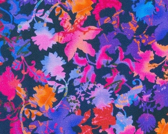 OneOone Tessuto Chiffon Viscosa Blu Turchese Con Motivo Batik Foglia - 42 Pollici Di Larghezza, Leggero, Per Abbigliamento E Trapuntatura DIY, Stampato Su Ordinazione