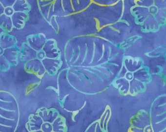 Batik Flowers Tiki Pool Blue Tonga Timeless Treasures Fabric