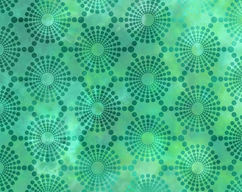 Elysian Circles Green Jason Yenter In the Beginning Fabric