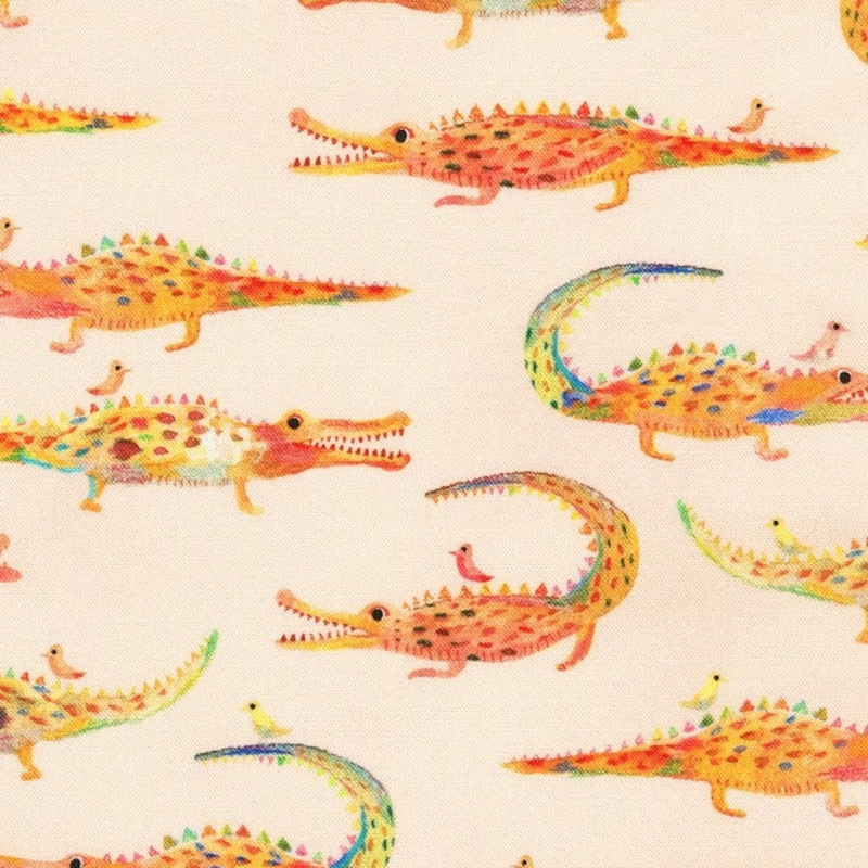 Florida Alligator Fabric with Bamboo handle clutch main image 1