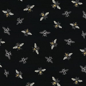Bee Life Black Tara Reed Riley Blake Fabric 25 inches LAST IN STOCK