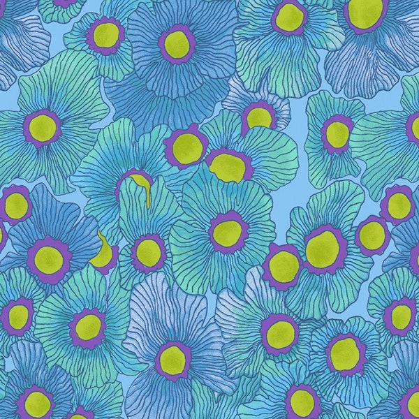 Back in the Day Blue Flowers Laura Heine Windham Fabric