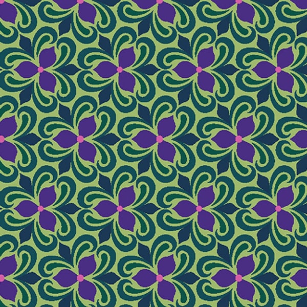 Vintage Floral Pear Green Modern Quilt Studio Fabric