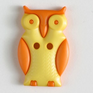 Owl Yellow Orange Novelty Plastic Button 25mm