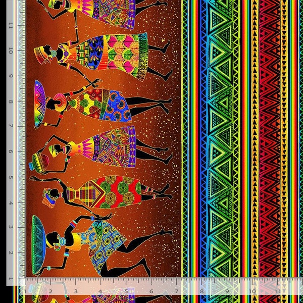 African Women Stripes Sunset Chong-A Hwang Timeless Treasures Fabric