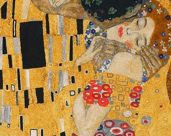The Kiss Gustav Klimt Art Kaufman Fabric Panel