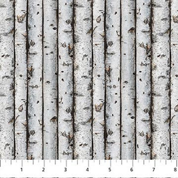 Birch Trees Naturescapes First Light Gray Northcott Fabric