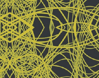 Paula Nadelstern Olive Yellow Scribbles on Black Benartex fabric 1 yard