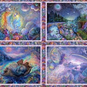 Astral Voyage Squares Digital Josephine Wall 3 Wensen Stof 36" Panel