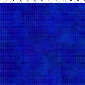 May include: A blue fabric with a subtle, textured pattern of small white dots. The fabric has a slightly faded, watercolour-like effect.