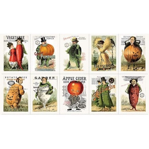 Pumpkin Patch Seedy Characters Riley Blake 24&quot; Fabric Panel