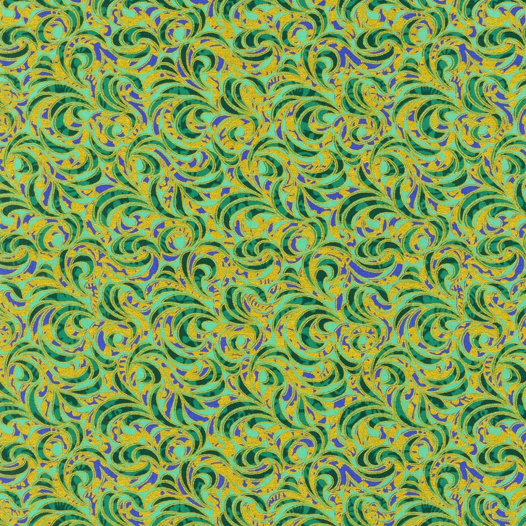Swirls Clover With Metallic Green Robert Kaufman Fabric - Etsy