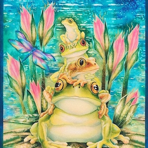 Frogs Blue Wild Magic Digital Kaufman Fabric Panel - Etsy