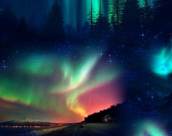Northern Lights. A Beautiful Scene With the Aurora Borealis as a