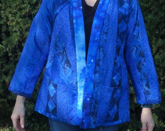 Blaue Patchwork Damen Jacke Medium