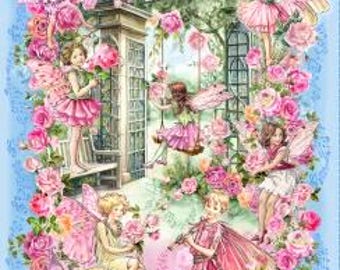 Spring Song Flower Fairy Multi Cicely Mary Barker Michael Miller Fabric Panel