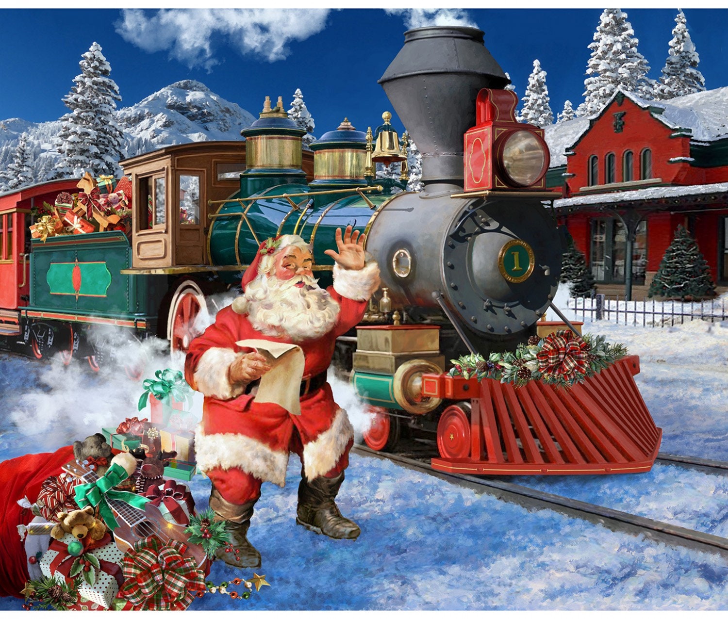 Santa Christmas Train Set - Wood Blanks for Crafting and Painting – Little  August Ranch