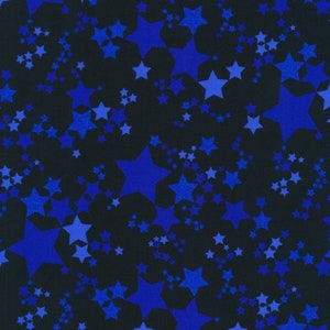 Stars Navy with Glitter Robert Kaufman Fabric