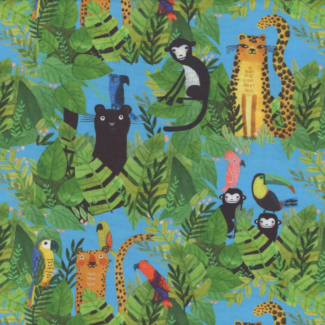 Safari Fun Blue Multi Animals Benartex Fabric - Etsy