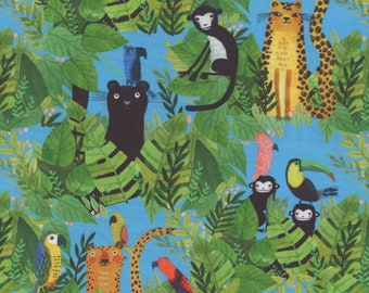 Safari Fun Blue Multi Animals Benartex Fabric