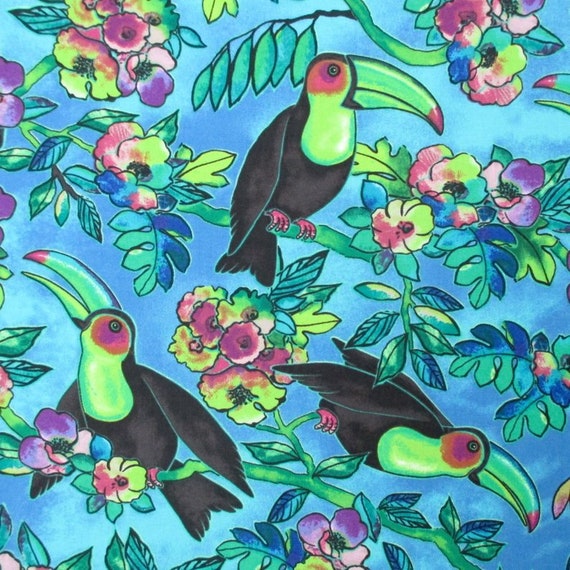 Ink /& Arrow by Quilting Treasures Tropical Floral LAST YARD Toucan Do It Green