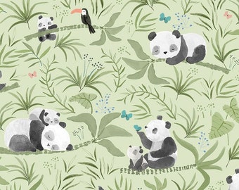 Panda-monium Green Multi Dear Stella Fabric