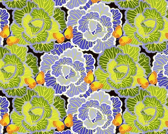 Tela de Jane Sassaman Cabbage Periwinkle Vegetable Patch Free Spirit