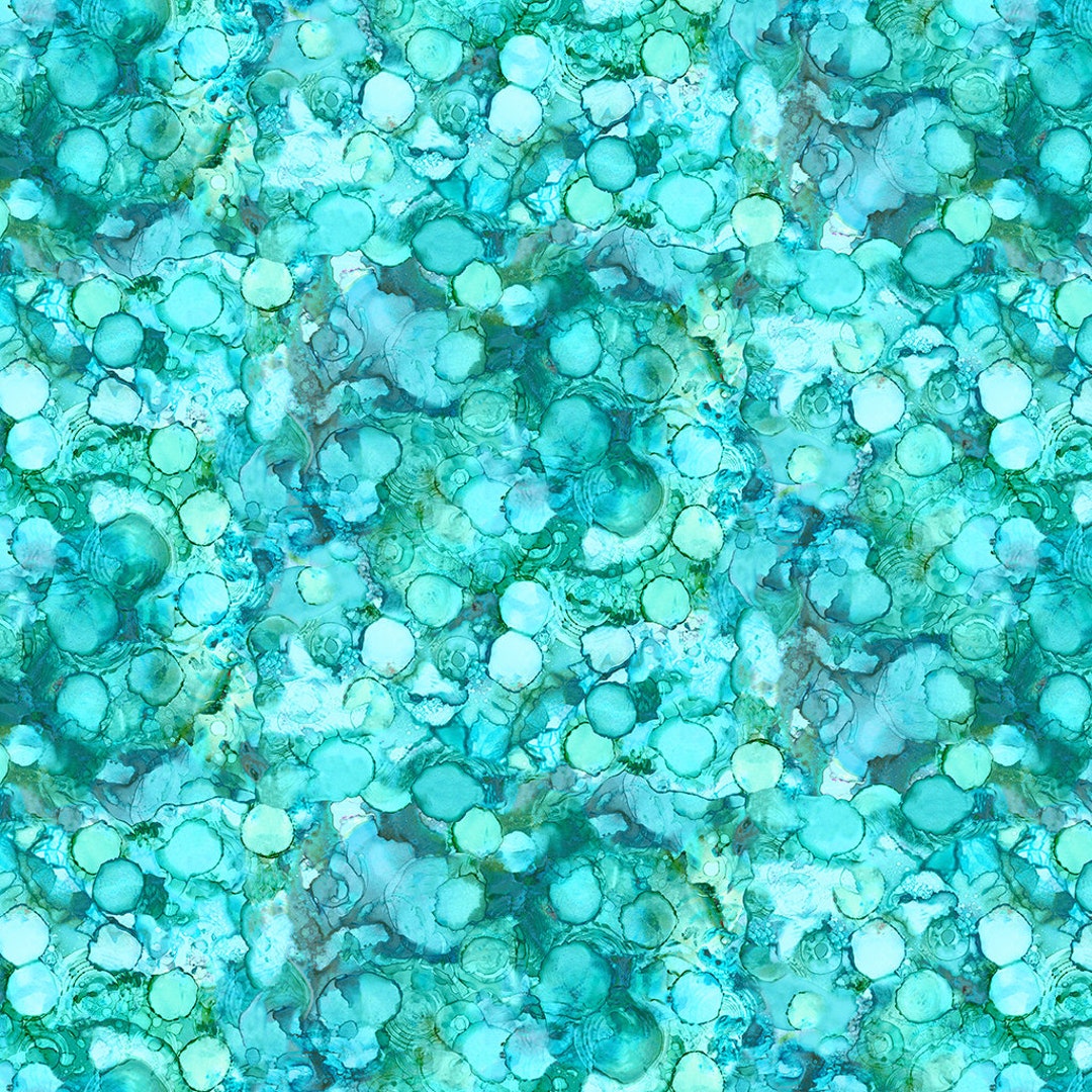Alcohol Ink Drops Turquoise Digital Sue Zipkin Clothworks Fabric - Etsy