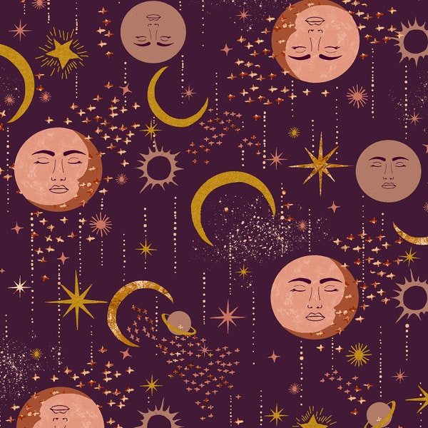 Moon Magic Purple Tails From Under the Moon RJR Fabric