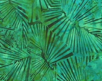 Batik Tigerlily Palm Emerald Lines Anthology Fabric