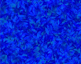Leaf Tonal Blue Natures Pallette Digital Oasis Fabric