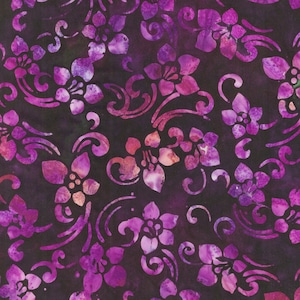 Batik Flowers Aubergine Lunn Studios Robert Kaufman Fabric