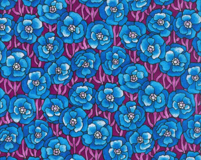 Flowers Blue and Purple Light Fantastic Stained Glass Fabric Etsy