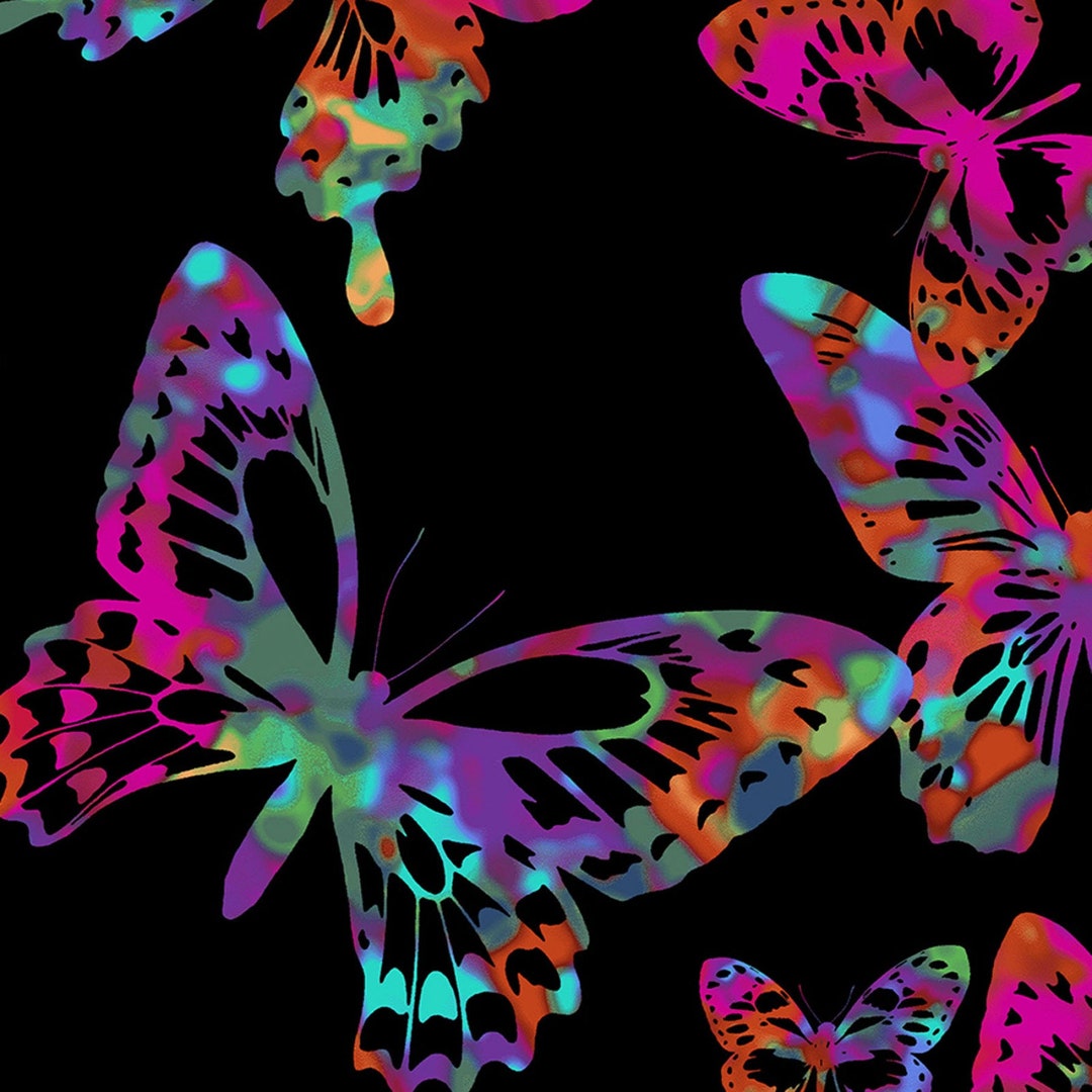 Tropical Breeze Aloha Butterflies Black Kanvas Benartex Fabric - Etsy