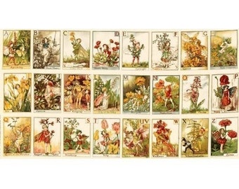 Flower Fairy Alphabet Cicely Mary Barker Fabric Panel