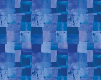 Imagine Blue Blender Squares Digital Benartex Fabric
