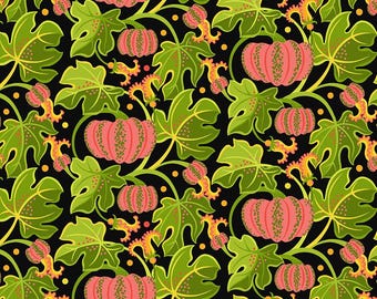 Tissu Free Spirit Jane Sassaman, citrouilles roses, potiron rose