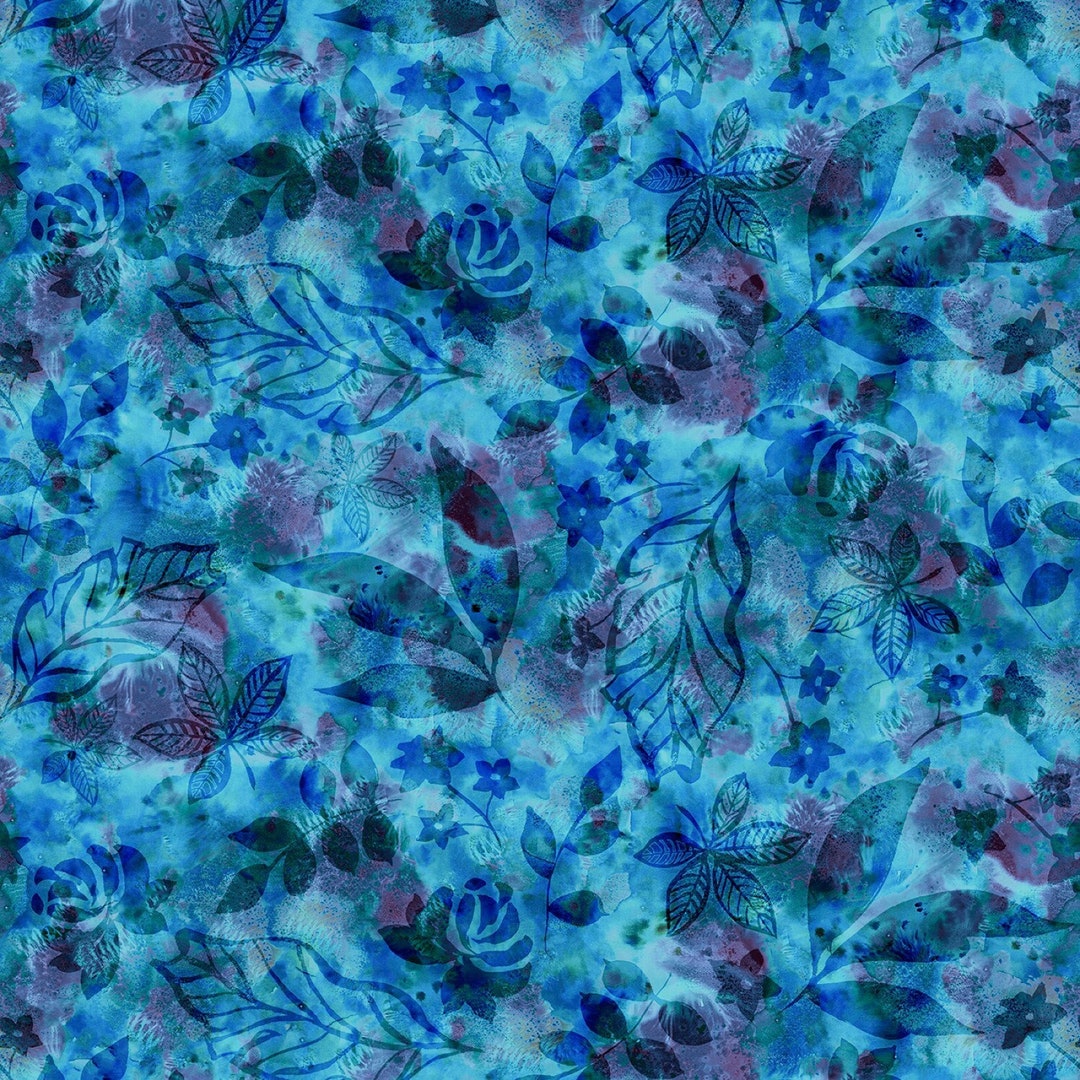 Batik Foliage Blue P and B Textiles 108
