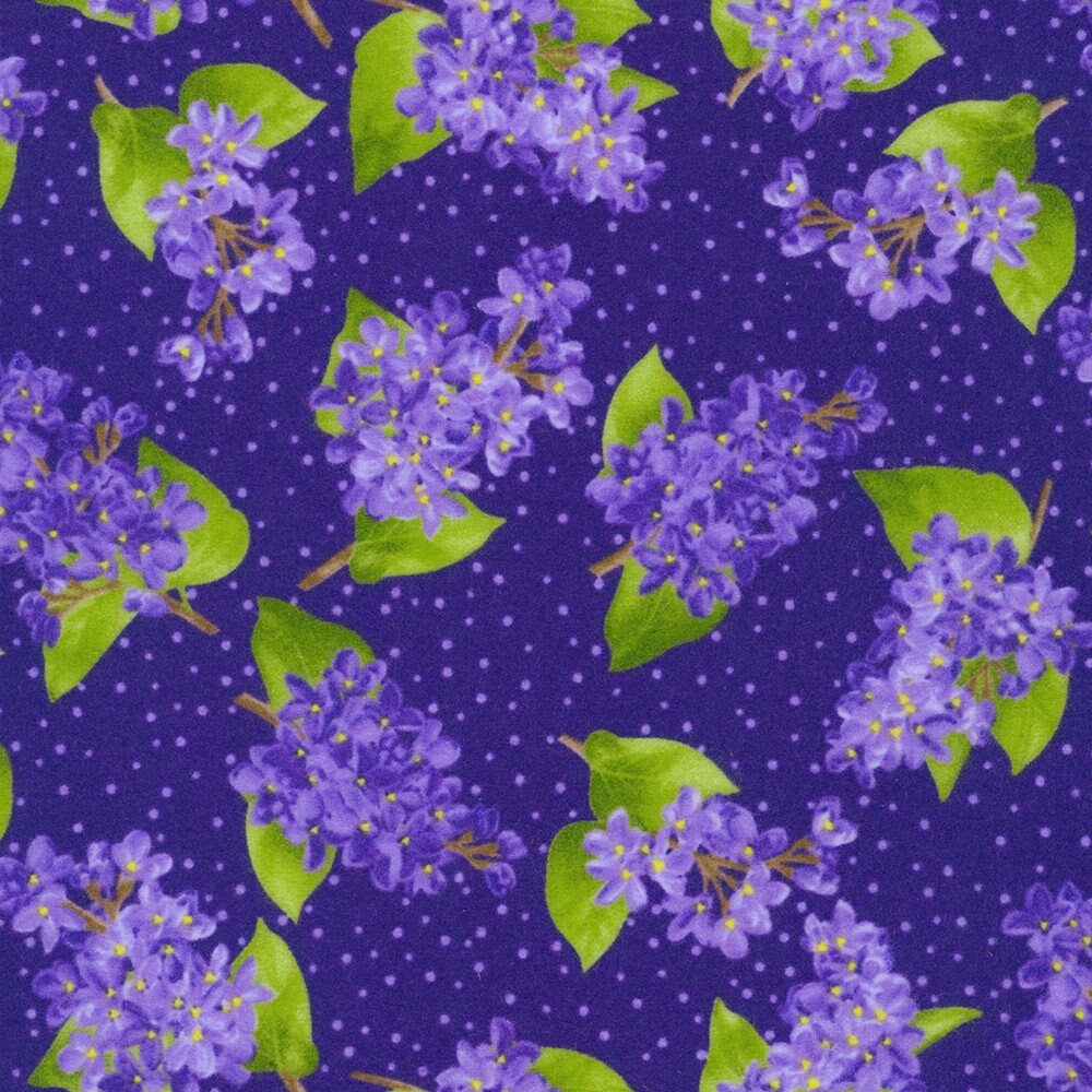 Flowerhouse Lilacs Dots Purple Elizabeth Flannel Robert Kaufman Fabric 32 inches LAST IN STOCK