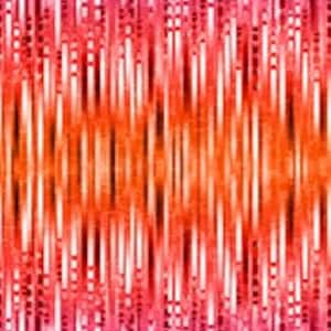 May include: Abstract digital art featuring vertical lines of colour, ranging from blue to purple to red and orange. The lines are composed of small squares and dots, creating a pixelated effect.