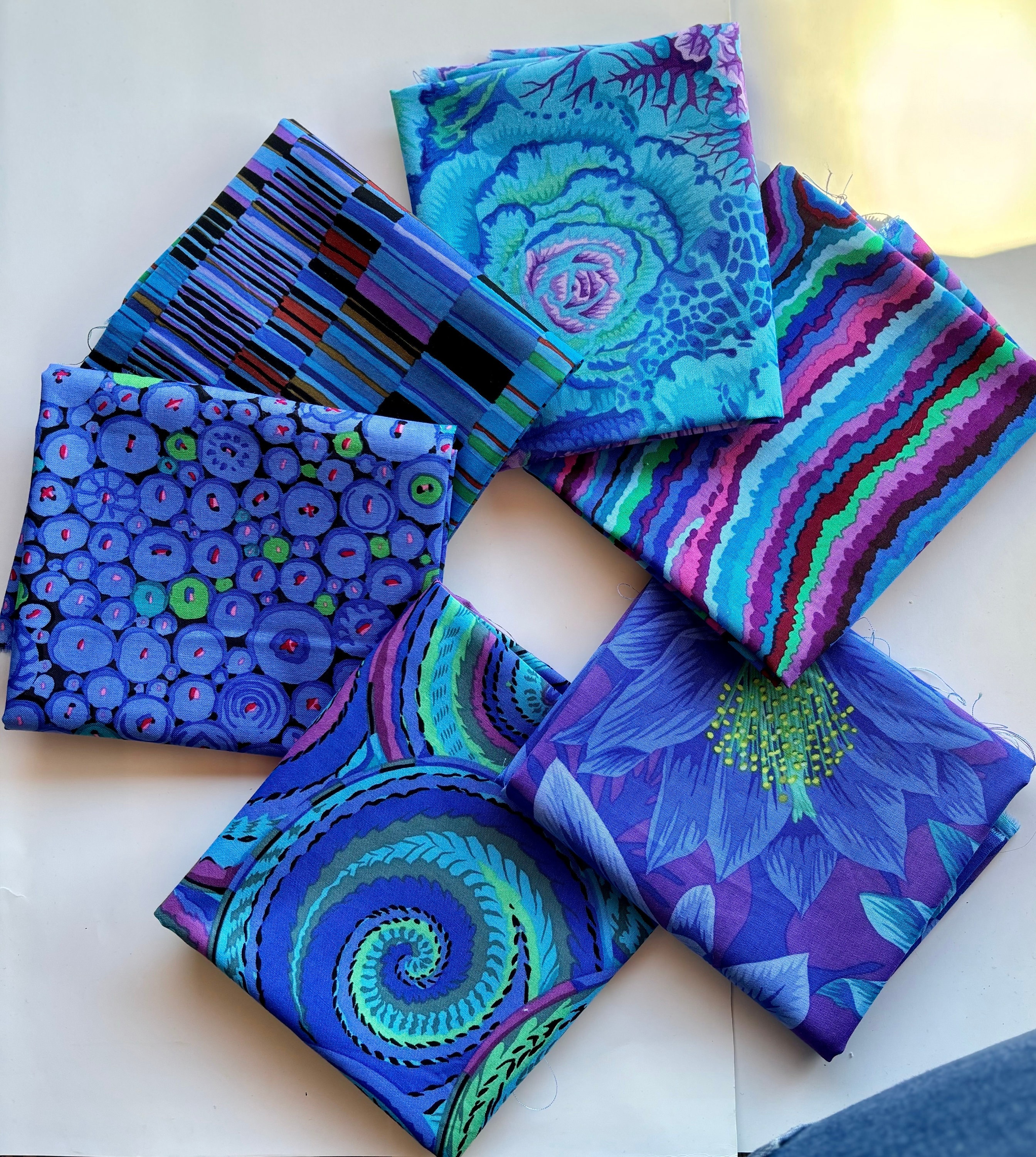 Kaffe Fassett Blue Fabric Fat Quarter 6 Pack - Etsy