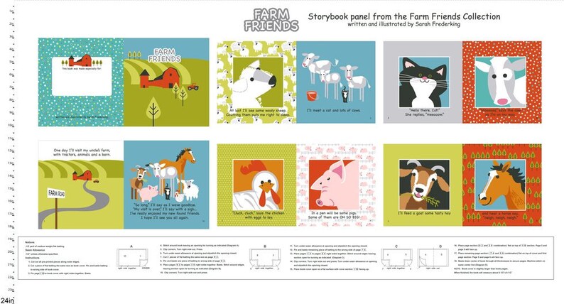 Farm Illustration Pigs Farm Printed Fabric Panel Make A Cushion Upholstery Craft