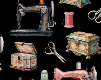 In Stitches Black Morris Group Quilting Treasures Fabric