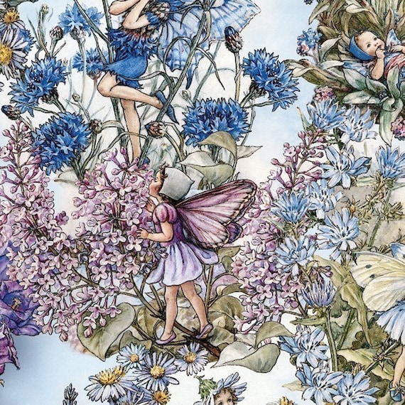 Flower Fairy Cicely Mary Barker Periwinkle Michael Miller Fabric