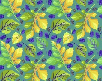 Jane Sassaman Mini Mulberry Turquoise A New Leaf Free Spirit fabric