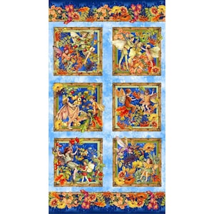 Autumn Vignettes Flower Fairy Cicely Mary Barker Michael Miller Fabric Panel